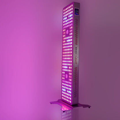 Bio Spectrum 11 detalle de lámpara sobre fondo violeta y con leds predominantes en esta configuración Cyan