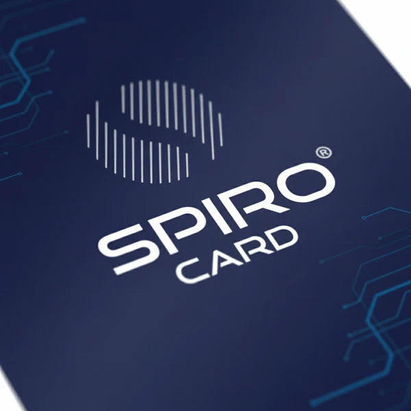 Spiro Card, logo de la tarjeta de protección EMF en primer plano