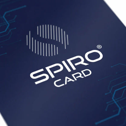 Spiro Card, logo de la tarjeta de protección EMF en primer plano