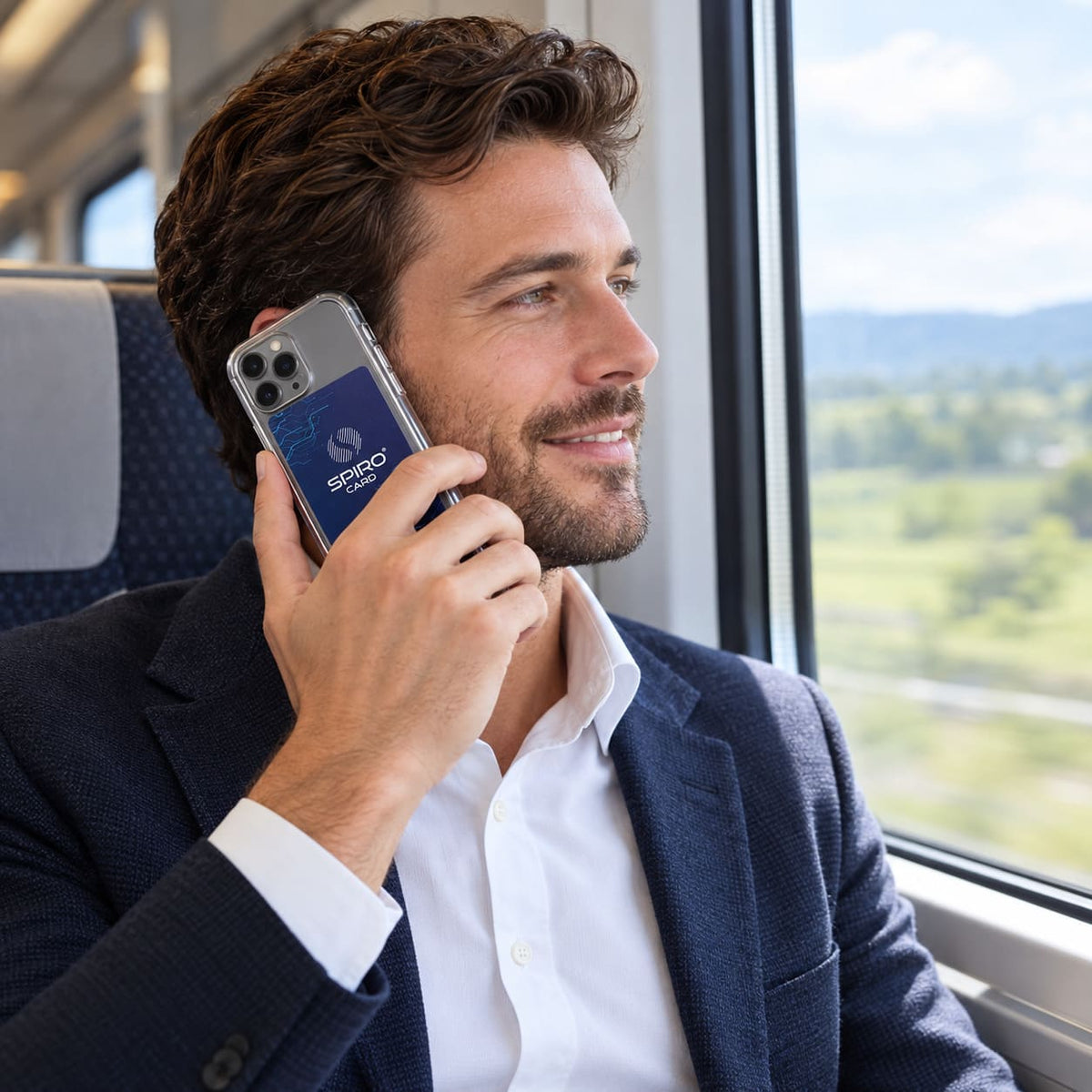 Spiro Card en uso por un hombre viajando en el tren