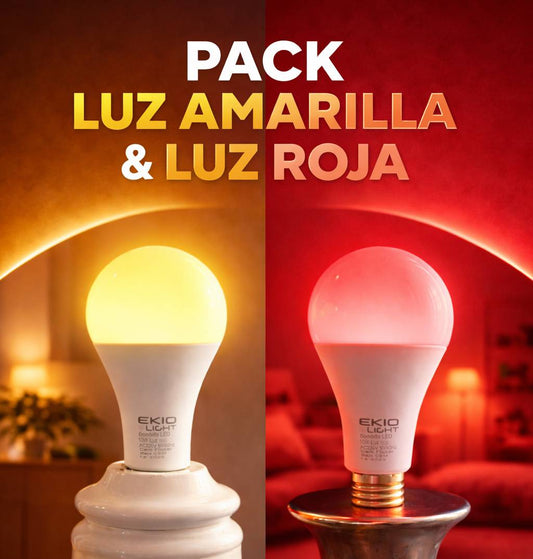 Pack Salón Y Dormitorio. Bombillas Roja y Amarilla.